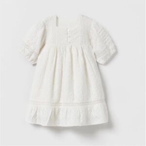 Zara embroidery Girls' White  girls Dress